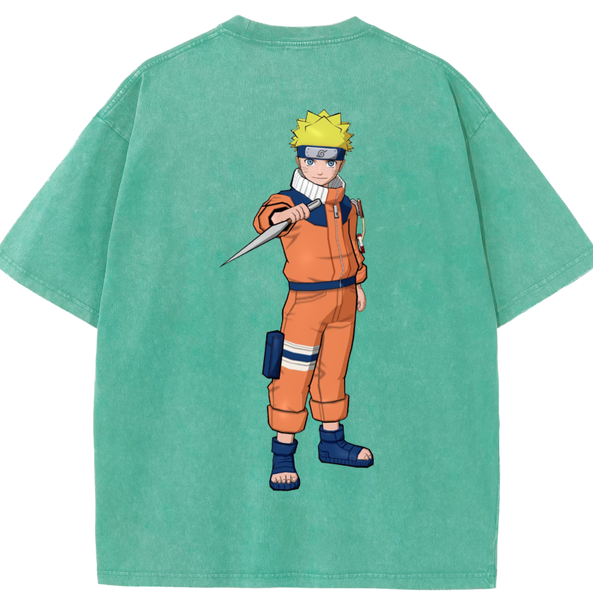 （画像用） NARUTO -ナルト- うずまき ナルト Uzumaki Naruto 綿100% ヴィンテージ風 半袖Tシャツ（背面プリント）